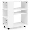 FineBuy Scaffale 60x35x75 cm Carrello con Ruote Legno, Scaffale Cucina Stretto, Tavolino Telefono Carrello Moderno, Scaffale Libri Stretto Contenitore Alto Bianco