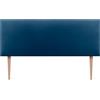 DHOME Testiera in Velluto Liscio con gambe di Alta Gamma Moderna Testiera Imbottita Letto di Lusso Camera da Letto Imbottita (Blu, 160cm)