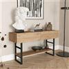 [en.casa] Tavolo Consolle Mobile Contenitore con Ripiano e Scomparti Chiusi con Ante a Ribalta Gambe in Metallo Mobile da Soggiorno Corridoio 76 x 139 x 43 cm- Effetto Rovere/Nero