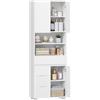 Hzuaneri Mobile Bagno, Alto, Colonna Bagno, 4 Cassetti e 3 Ante, ripiani regolabili, Ampio Spazio di Archiviazione, 30 x 60 x 190 cm, Moderno, per Soggiorno, Bagnos, Bianco SC15503X