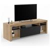 IDMarket - Mueble TV MALO 140 cm en madera y armario negro