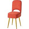 IBUYKE Stuoia da toeletta con schienale pieghevole, Ottomano quadrato in velluto Teddy, Sedia per trucco per soggiorno, 4 gambe metalliche con piedini antiscivolo, Arancia WBD027J