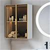 Tqoiozxa Mobiletto Bagno a Parete in Alluminio, Armadio Medicinale Porta Vetro, Impermeabile Salvaspazio per WC e Cucina(2 Door 2 Tier,C)