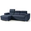 Robin Inspire Divano Angolare Modulare 3 Posti - Divano Letto a L Sinistro - Contenitore, 3 Poggiatesta Regolabili - per Soggiorno Moderno - 247 cm Silver Blu Navy