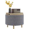 HOMCOM Pouf Contenitore in Tessuto Sherpa da 120 kg max con Vassoio a Ribalta, Tavolino da Caffè in MDF e Faggio con Spazio a Scomparsa, 56x56x42 cm, Grigio