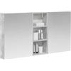 vidaXL Set di Armadi da Bagno con lo scaffale 3 pcs 130 x 14,5 x 70 cm, Mobile per bagno, specchio LED rettangolare, unità appesa, organizer moderno, salvaspazio
