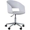 DRW Set di 2 sedie con ruote girevoli e altezza regolabile in PP bianco 62x62x77/87cm, Alt. Seduta 40/50 cm
