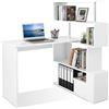 Mondeer Scrivania per Computer a Forma di L, Scrivania ad Angolo, Con Scaffale Girevole a 360 Gradi Per L'ufficio e lo Studio, 157 x 45 x 130.5 cm, Bianco