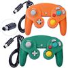 ONE250 Confezione da 2 controller classici per joypad con cavo, compatibile con Wii NGC Gamecube Game Cube (arancione e verde)