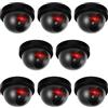 Kanayu Confezione da 8 finte telecamere di sicurezza CCTV a cupola con luce LED rossa lampeggiante, telecamere di sorveglianza wireless per esterni con viti e nastro per interni ed esterni (nero)