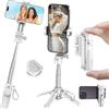 Seymal Klype Tripod-Grip Snappro Selfie Stick Bluetooth Treppiede Smartphone portatile espandibile con telecomando e supporto per video e viaggi(White1)