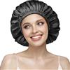 Umisleep Cuffia da Notte in Seta 22 Momme - 100% Gelso - Doppia per Capelli Ricci - Traspirante e Regolabile - Chiusura Elastica (Nero)