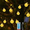 HALOY Catena Luminosa Esterno Solare 11.5M/37.7Ft 60 LED Luci a Forma di Globo di Cristallo Impermeabile IP65 Catena Luci Esterno Energia Solare Luci da Esterno e Interno per Natale Partito