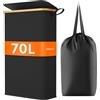 Lifewit Cesto Portabiancheria Salvaspazio, Cesta Biancheria Sporca con Coperchio, Porta Biancheria Sporca Slim per Bagno, Laundry Basket per Camera da Letto, Bagno, Lavanderia, 70 L, Nero