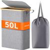 Lifewit Cesto Portabiancheria Salvaspazio, Cesta Biancheria Sporca con Coperchio, Porta Biancheria Sporca Slim per Bagno, Laundry Basket per Camera da Letto, Bagno, Lavanderia, 50 L, Grigio