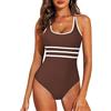 JFAN Costume da Bagno Donna Estivo Un Pezzo con Scollo A U Bikini Senza Schienale Controllo della Pancia Costume Intero da Donna Sportivo,caffè,XL