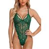 Aranmei Body in pizzo sexy con orsacchiotto Mini babydoll da notte con scollo a V intimo da donna Verde Large