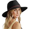 DRESHOW Cappello Panama Donna Cappello da Sole in Paglia a Tesa Larga Cappello di Paglia Regolabile Cappelli da Spiaggia UPF 50+