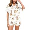 Generico Pigiama Corto Donna Completo Maglia Pantalone Pjs Loungewear Viscosa Elasticizzata Corti Camicia Notte Biancheria Shorty Disponibile Fino alla Taglia