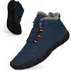 FIENZA Stivali da trekking per l'inverno, da donna, da uomo, invernali, impermeabili, caldi, foderati in pelliccia, comodi, antiscivolo, unisex, per trekking e camminata, Blu scuro, 41 EU