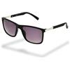 Foster Grant Prestige occhiali da sole unisex - montatura quadrata nero opaco con aste metallici argentati, lenti fumé anti-graffio & anti-urto, protezione UV400
