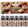 HANOLLY Oli Essenziali per Diffusori Pasticceria 6x10ml, Olio Essenziale Naturali Fragranze per Candele Fai da Te Pumpkin,Torta di Zucca, Mele, Dolce al Falò, Ciambella Glassata, Fragole