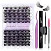 WENDY LASHES Ciglia Finte Individuali Kit D Curl DIY Cluster Lashes Kit 3D Effect 40D+50D 0,07mm 12-16mm Ciuffetti Extension Ciglia Kit Ciuffetti Ciglia Finte(3D Effect-40+50-D-DIY Lash Extension Kit)