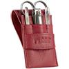 Rubis Set manicure - Set per la cura delle unghie da viaggio con custodia in pelle (rosso) - forbici cuticole, tagliaunghie, pulitore per cuticole, lima per unghie in vetro