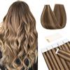 TESS Extension Biadesivo Capelli Veri Adesive 10 Fasce Biadesive 100% Human Hair Naturali senza Clip 60cm 25g #4/27 Marrone Cioccolato/Biondo Scuro