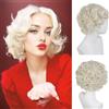 GNIMEGIL Parrucca corta riccia bionda chiara (anni '20) vintage donne frangia laterale Halloween costume capelli sintetici