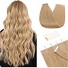 TESS Extension Biadesivo Capelli Veri Adesive 10 Fasce Biadesive 100% Human Hair Naturali senza Clip 30cm 20g #27 Biondo Scuro