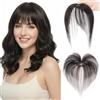 SEGOHAIR Extension con protesi per ciuffo di capelli umani 100% Remy, ciuffo francese arioso per tempie chiare, estensione in capelli naturali, nera naturale #1B, per donna