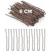 DTXLX Fermagli per capelli a forma di U, 100 pezzi, forcine marroni per capelli spessi, accessori per capelli da donna, con scatola portaoggetti (marrone, 6 cm)