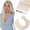 Elailite Extension Adesive Capelli Veri Biadesivo 20 Ciocche 30g Tape Biadesive Remy Human Hair Lisci 30cm #70 Bianco Chiarissimo