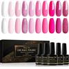 Shining She Smalto Semipermanente Unghie,10 Colori Primavera Estate Smalti Semipermanenti per Unghie Bianco Rosa Pesca Rosa Pallido Glitter,Soak Off UV/LED per DIY Manicure Salone,8ml