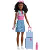 Barbie - Brooklyn Avventure Senza Limiti, bambola castana con outfit alla moda e accessori a tema viaggio inclusi tra cui due valigie impilabili, cuffie e tablet, JMJ48