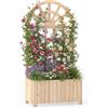 HOMASIS Fioriera con Grigliato per Rampicante, Vaso con Spalliera da Esterno con Sistema di Drenaggio, Portapiante Orto Rialzato da Giardino, Terrazzo, Balcone (Naturale, 61 x 30 x 121 cm)