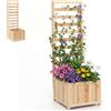 HOMASIS Fioriera con Grigliato per Rampicante, Vaso con Spalliera da Esterno con Sistema di Drenaggio, Portapiante Orto Rialzato da Giardino, Terrazzo, Balcone (Naturale, 40,5 x 42,5 x 123 cm)