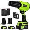 JUOIFIP Soffiatore a Batteria Portatile, Aria Potente ad Alta Velocità con 2 Batterie 4000mAh, Velocità Del Vento 65 m/s, Soffiatore per Foglie Leggero per Giardino, Polvere e Neve,Verde Fluorescente