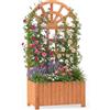 HOMASIS Fioriera con Grigliato per Rampicante, Vaso con Spalliera da Esterno con Sistema di Drenaggio, Portapiante Orto Rialzato da Giardino, Terrazzo, Balcone (Arancione, 61 x 30 x 121 cm)