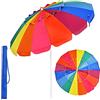 KOMFOTTEU Ombrellone da Spiaggia 220 cm, Parasole da Giardino, Parasole da Spiaggia, Pieghevole, Leggero, Ombrellone da Balcone per Esterni con Borsa per il Trasporto, senza Base (Colorato)