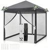 LEADZM Gazebo 3x3m, Pieghevole, Impermeabile, Protezione UV 50+, Regolabile in Altezza con 4 Zanzariere, Stabile, Ideale per Giardino, Terrazza, Campeggio e Uso Commerciale, Antracite,