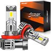 SEALIGHT H11/H9/H16 Bulbs, 40000LM 6500K Cool White H8 Fog Bulbs, 1:1 Mini Size, Powersports Accessory Lights with Fan, 3 Mins Plug-N-Play, Pack of 2