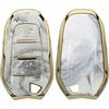 kwmobile Cover copri-chiave compatibile con Peugeot Citroën Smart Key 3 Tasti (Keyless Go) - Guscio Protettivo chiavi Auto in Soft TPU - Custodia protettiva - Marmo oro / bianco / grigio