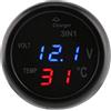 Yosoo Voltmetro Termometro, Yosoo Auto Camion 3in1 Dual LED Display Digitale Voltmetro Termometro Accendisigari Caricabatteria da Auto USB per Camion a Led Accendisigari Accendisigari USB(Blu+rosso)
