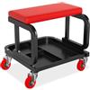 NAIZY Sgabello da officina con ruote, quadrato, con ripiano, con attrezzi, per montaggio fino a 150 kg, per officina e garage