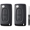 Betterher 2 pezzi Guscio Chiave 2-pulsanti con Batteria Slot compatibile Citroen C2 C3 C4 C5 C6 C8 Xsara, Peugeot 107 206 207 307 307S 308 407 607 2BT