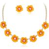 EVER FAITH Collana girocollo in cristallo con fiore di strass, collana estiva da spiaggia e orecchini per le donne alla moda boho party prom gioielli accessori, cristallo