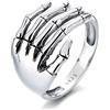 IMINI Anello a Fascia Aperta In Argento Sterling Con Teschio Vintage Per Donne Ragazze Uomini Regolabile Ossidato Scheletro Gotico Artigli Del Diavolo Piccola Coda Da Dito Anelli Unisex Gioielli Compleanno
