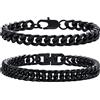 VNOX Set di 2 braccialetti a catena per uomo e donna, in robusto acciaio inossidabile, con maglie cubane larghe, per uomini e donne, 16,5/7/7,4/20,2/22,9 cm, 7.5 Inch, Metallo, Nessuna pietra preziosa